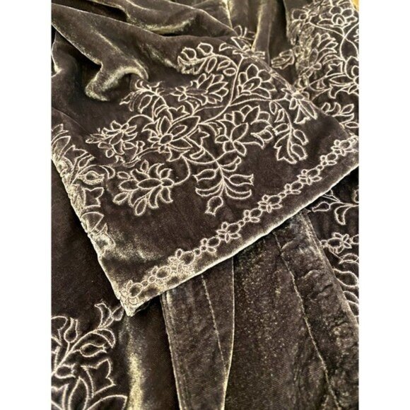 Sigrid Olsen Signature Gray Floral Embroidered Velvet Jacket Women's Sz M - Picture 5 of 12